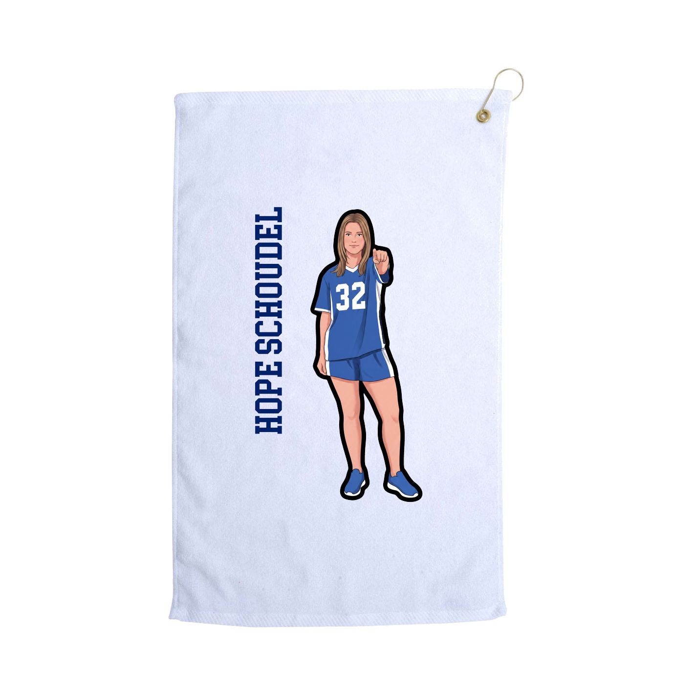 Golf Towel — Name Vertical in White