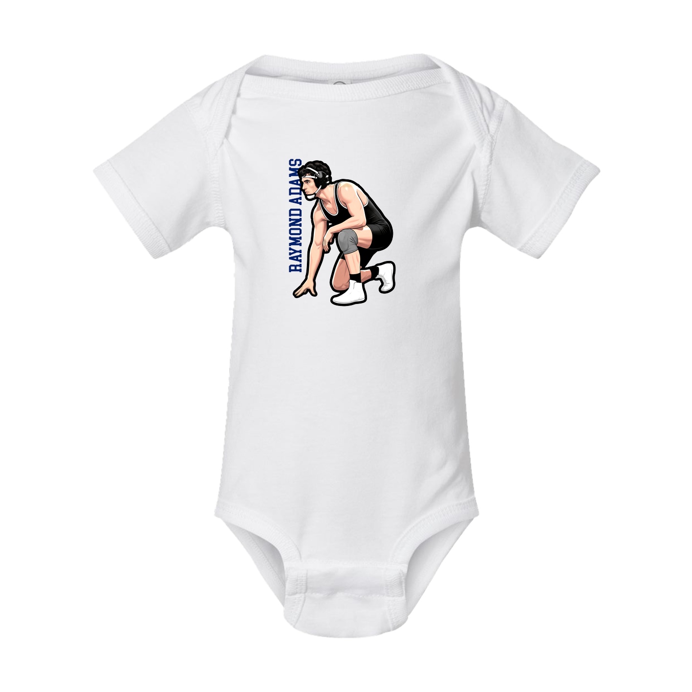 Baby Onesie — Name Vertical in White