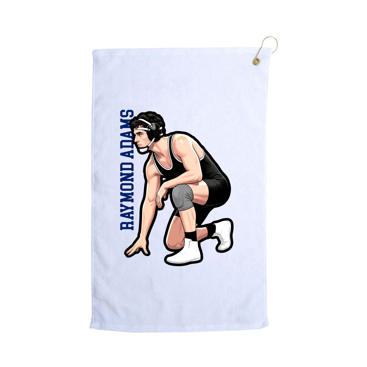 Golf Towel — Name Vertical in White