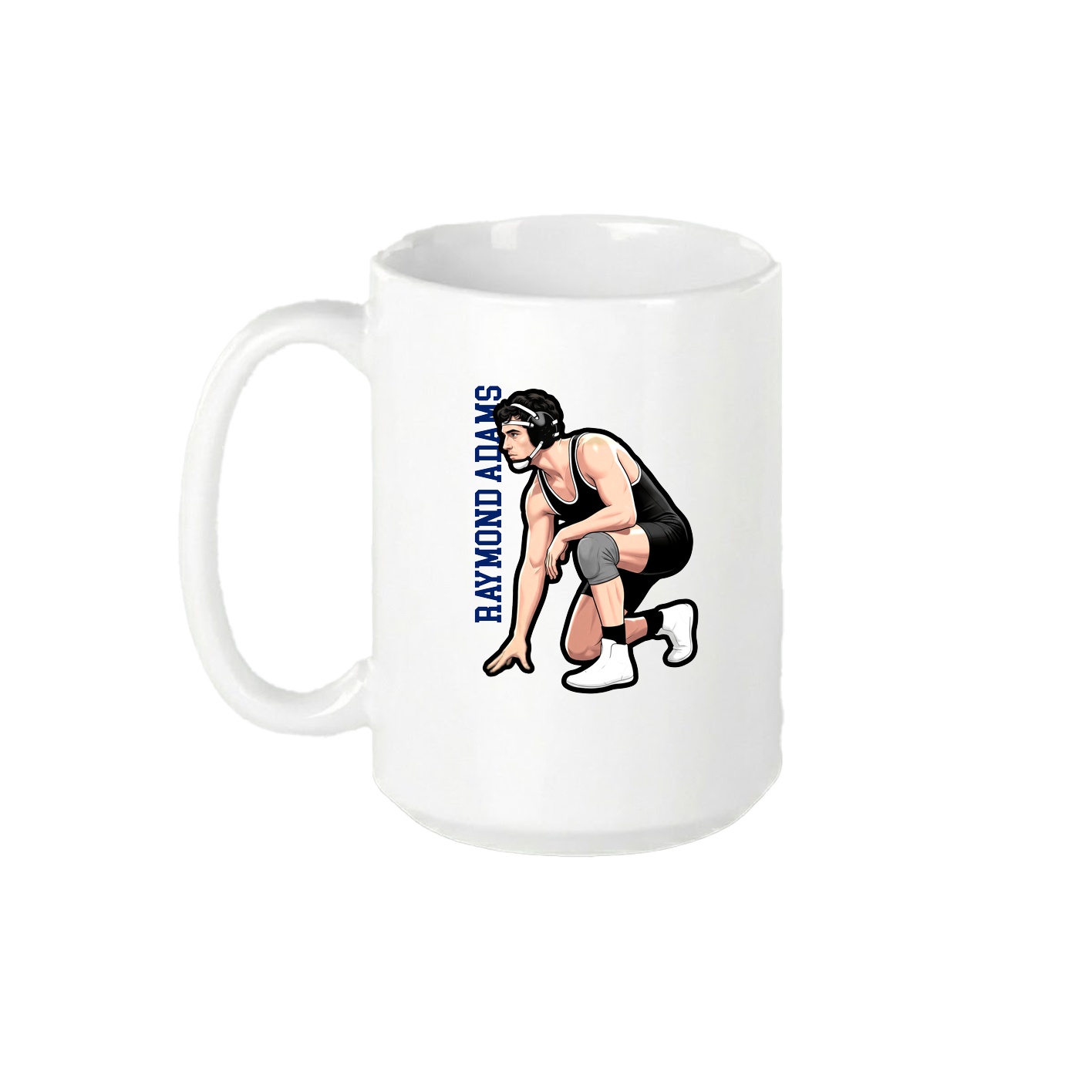 15oz Coffee Mug — Name Vertical in White