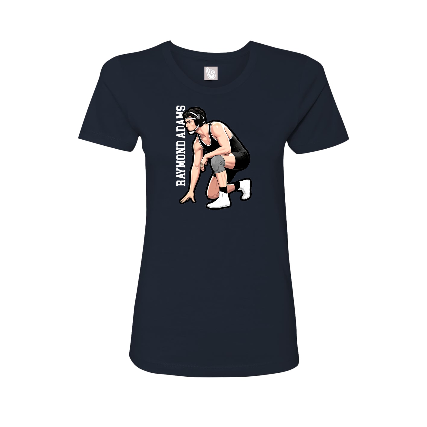 Fitted Women's Tee — Name Vertical in Navy