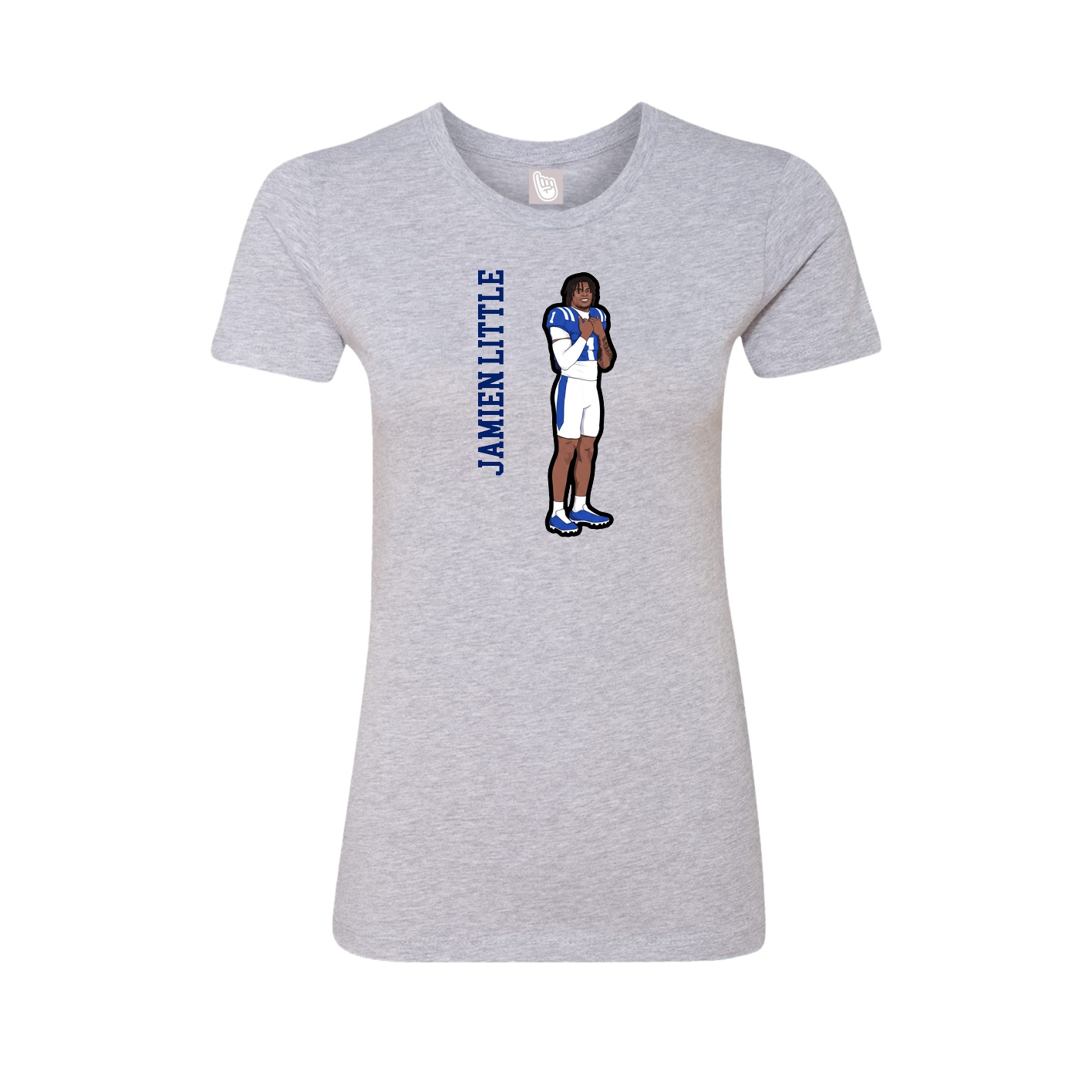 Fitted Women's Tee — Name Vertical in Grey
