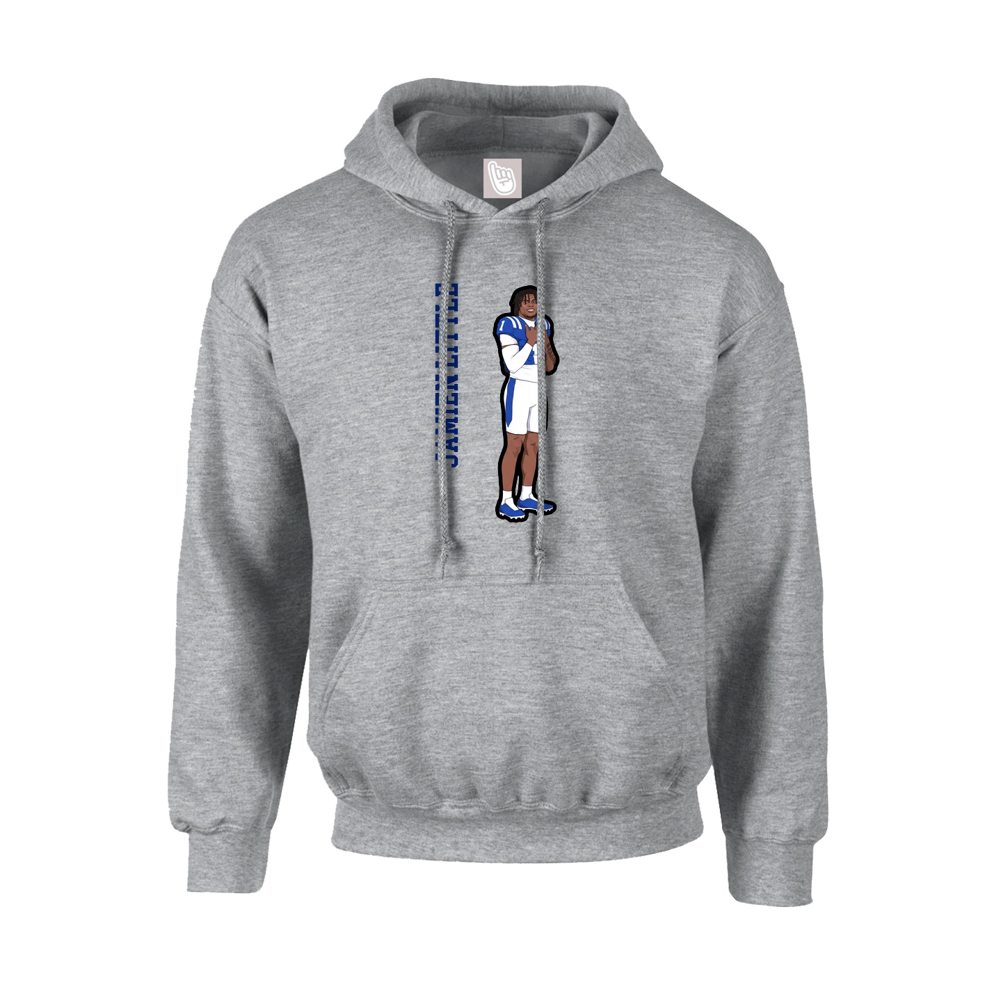 Hoodie — Name Vertical in Grey