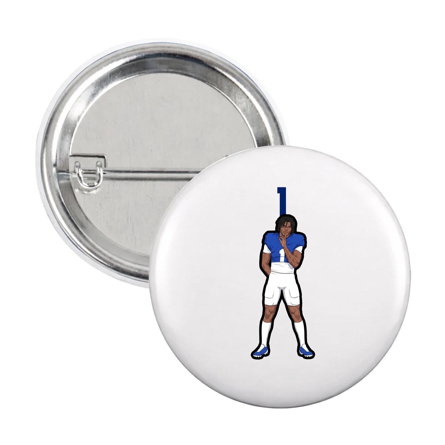Game Day Button — Number Top in White