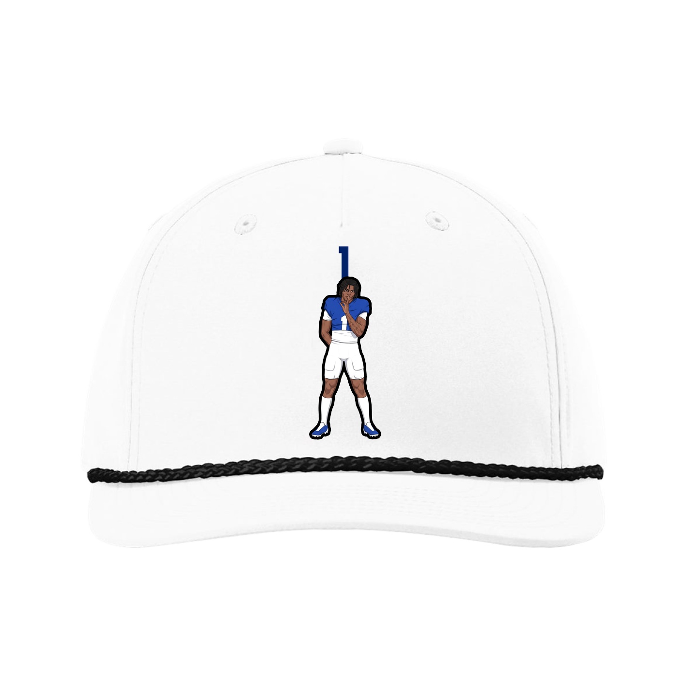 Five-Panel Classic Rope Cap — Number Top in White