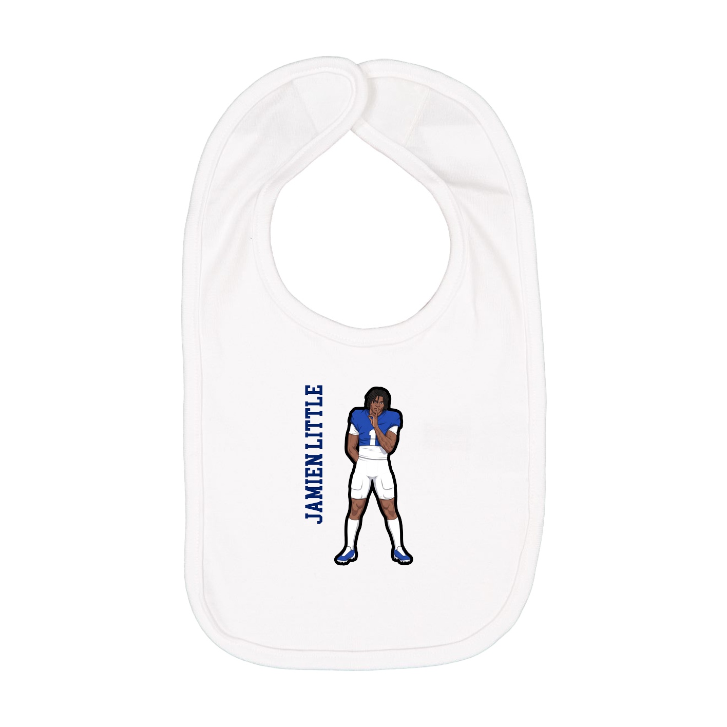 Infant Bib — Name Vertical in White