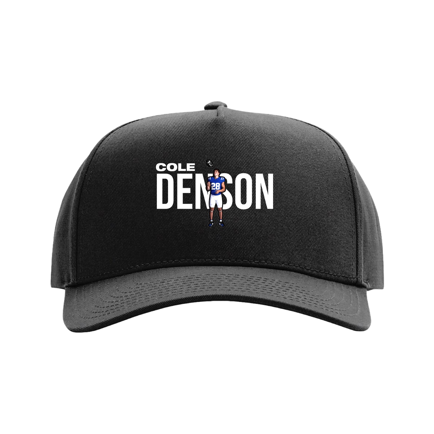 Full Fabric Five-Panel Champ Cap — Player Name in Black