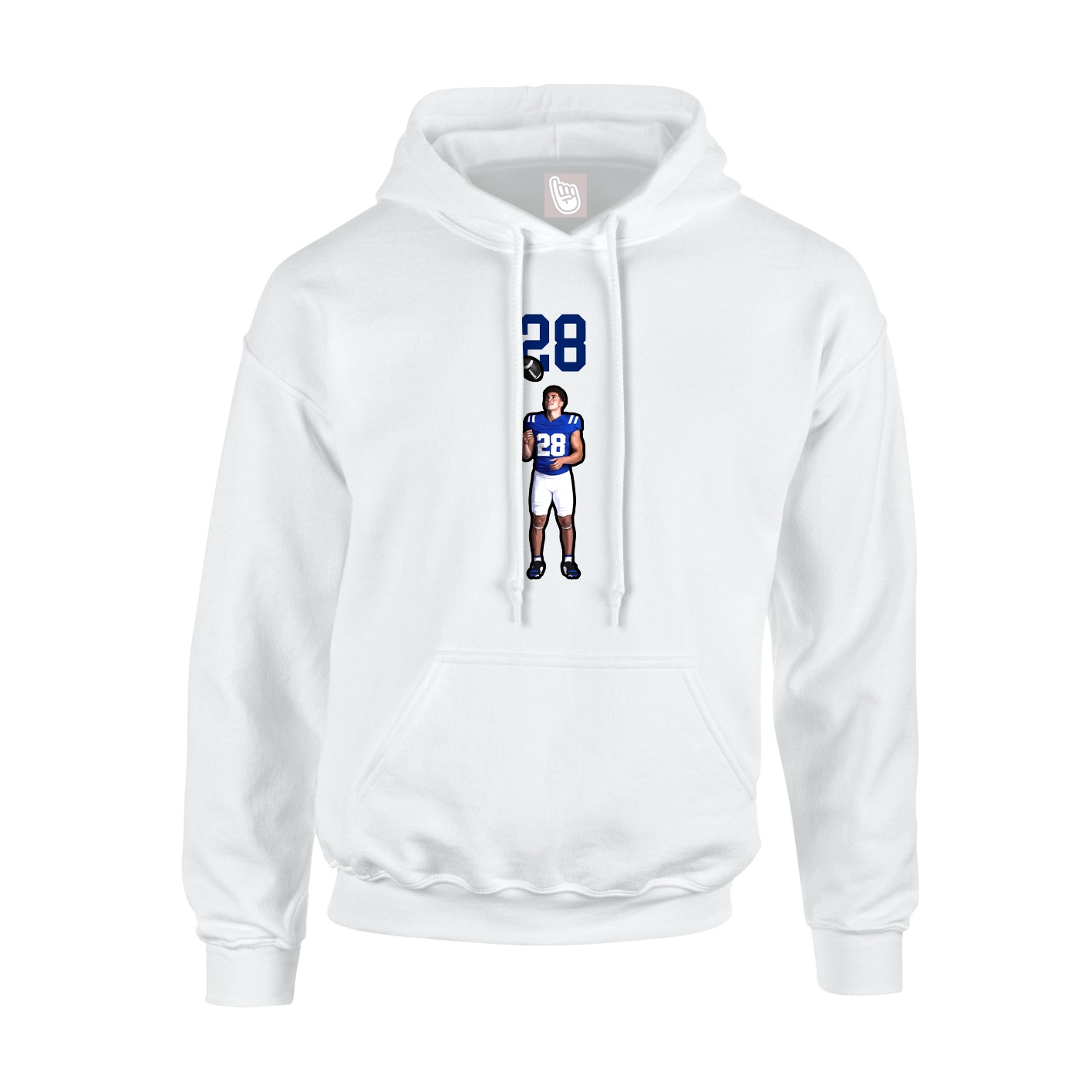 Youth Hoodie — Number Top in White