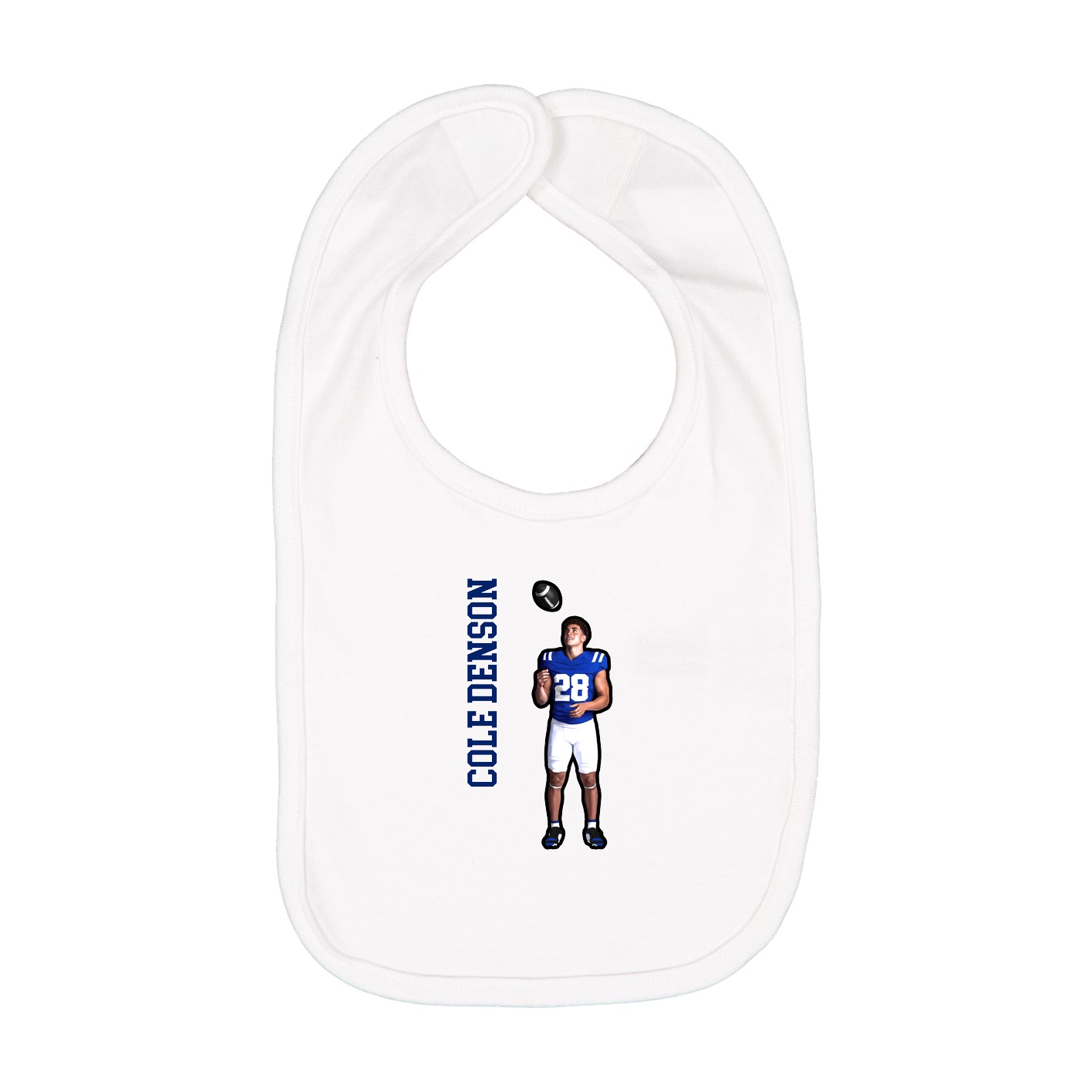 Infant Bib — Name Vertical in White