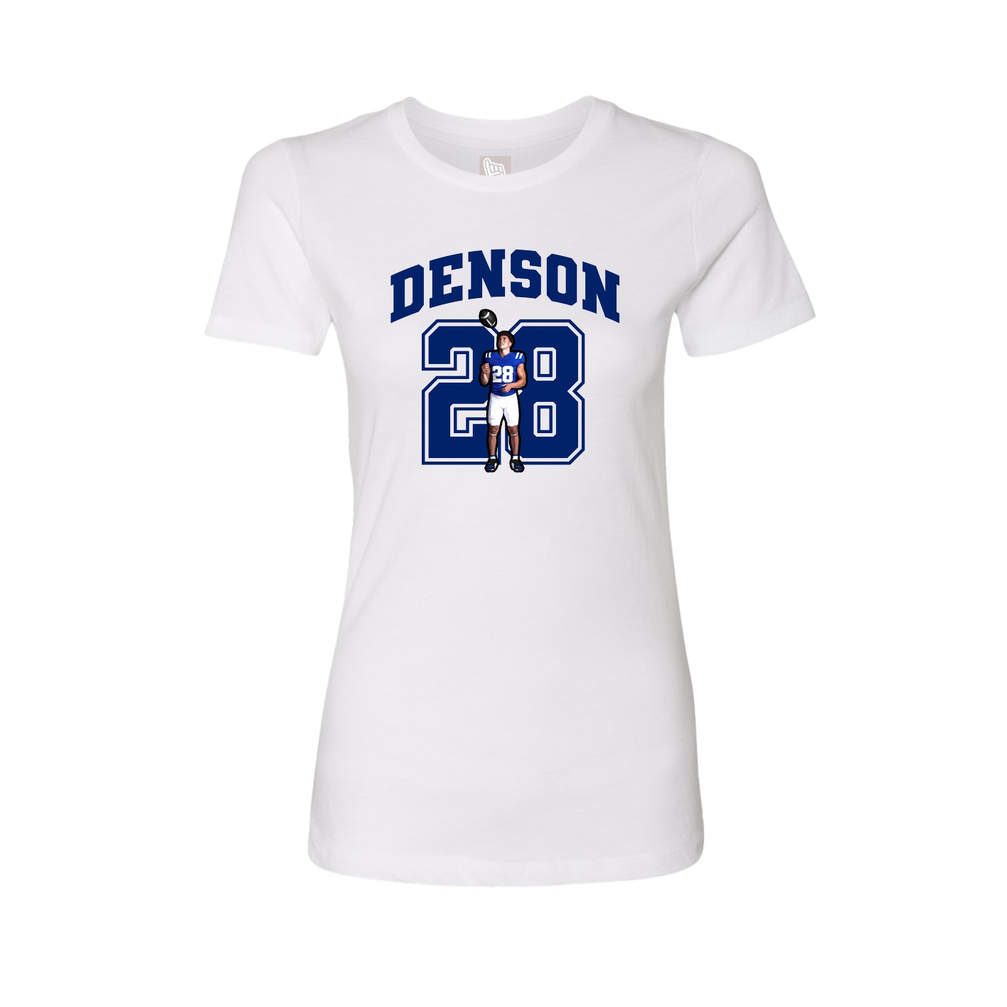 Fitted Women's Tee — Number in White