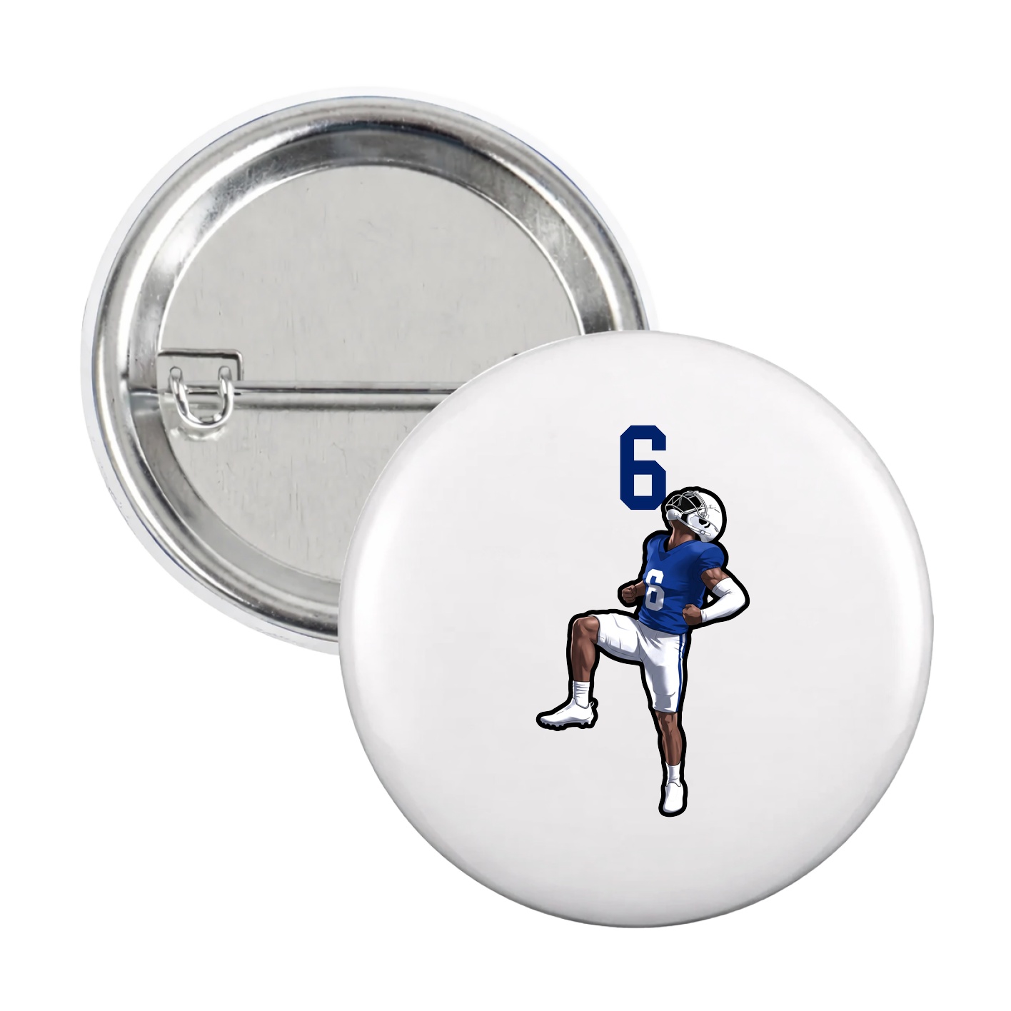 Game Day Button — Number Top in White