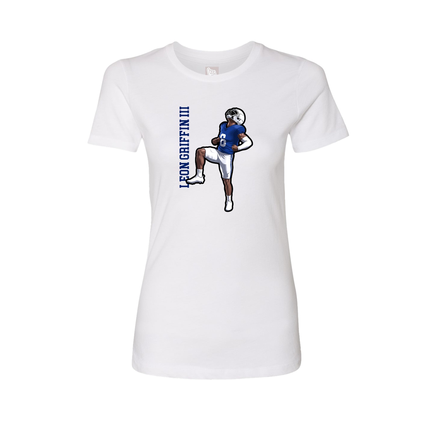 Fitted Women's Tee — Name Vertical in White
