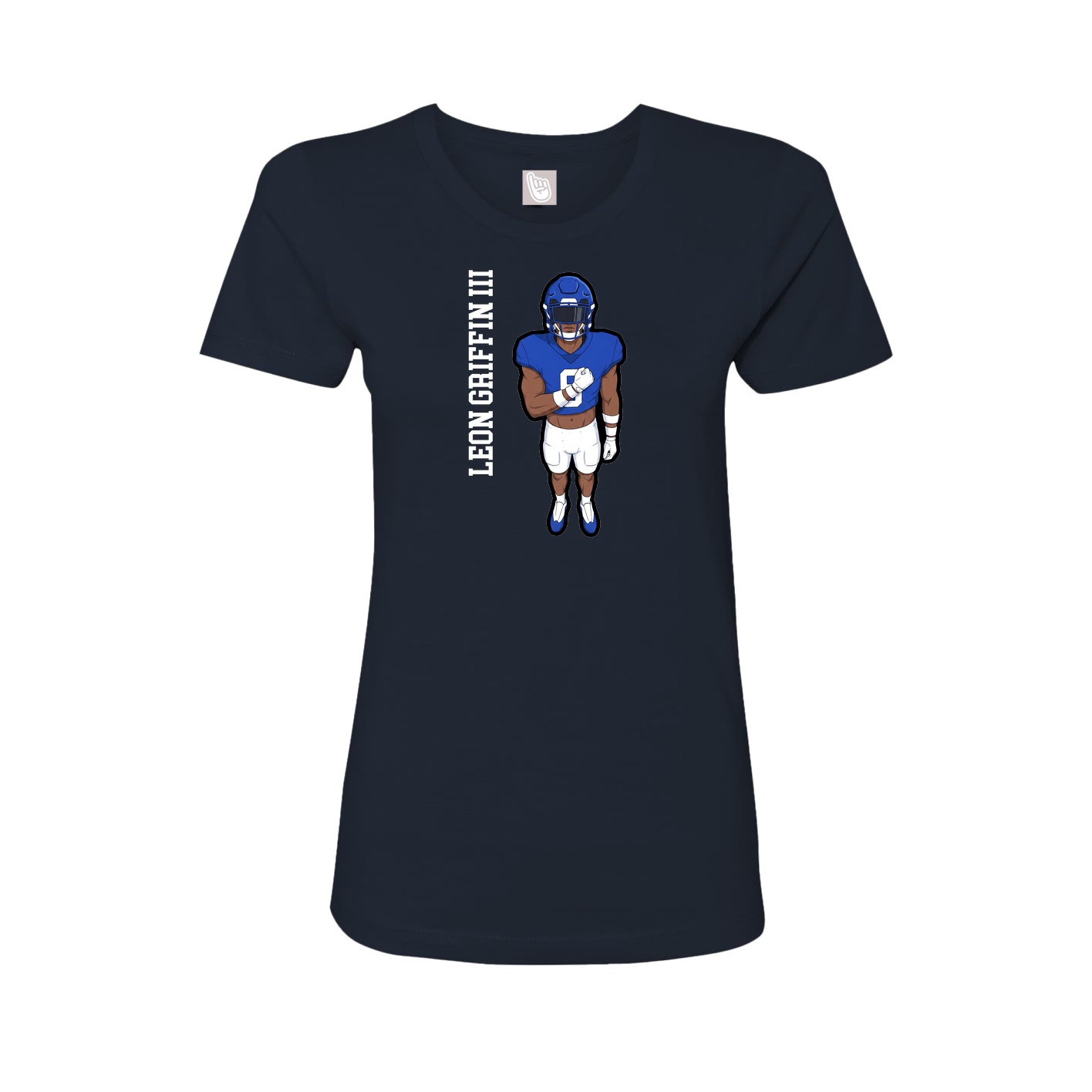 Fitted Women's Tee — Name Vertical in Navy