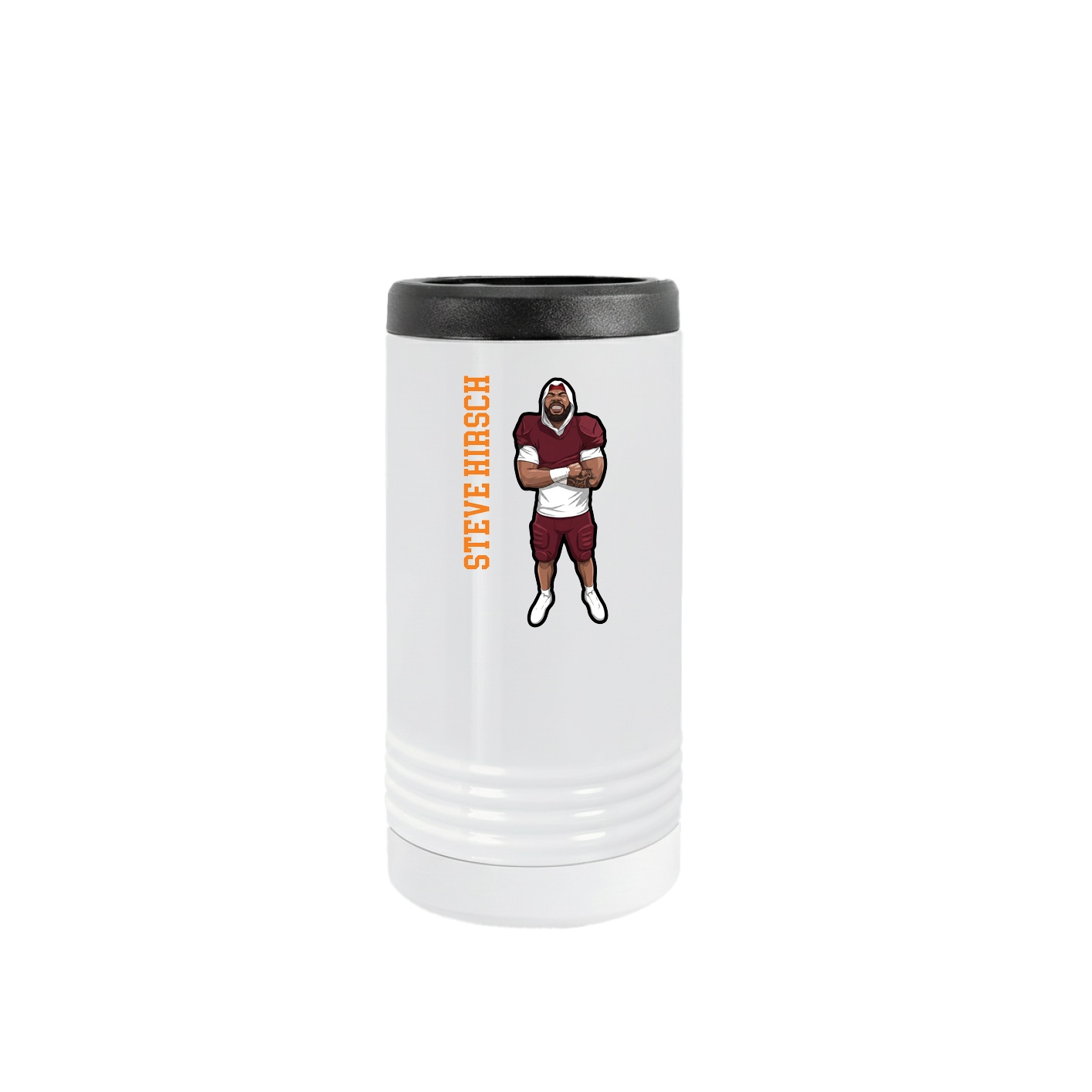 Slim Beverage Holder — Name Vertical in White