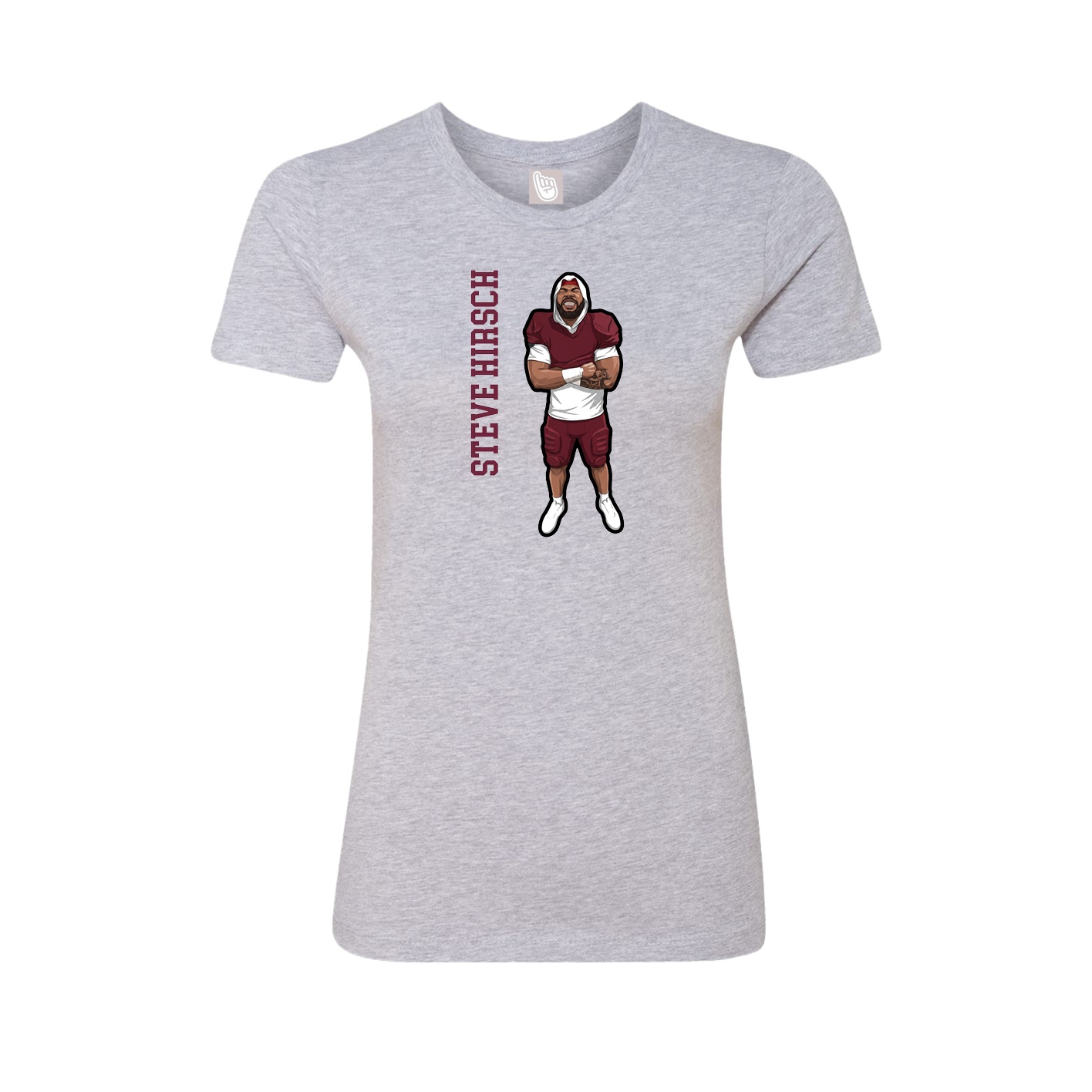 Fitted Women's Tee — Name Vertical in Grey