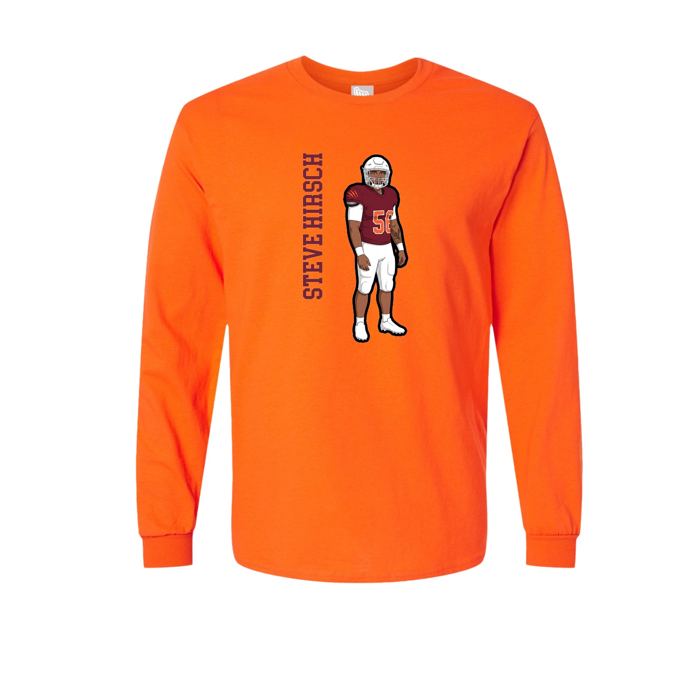 Long Sleeve Tee — Name Vertical in Orange