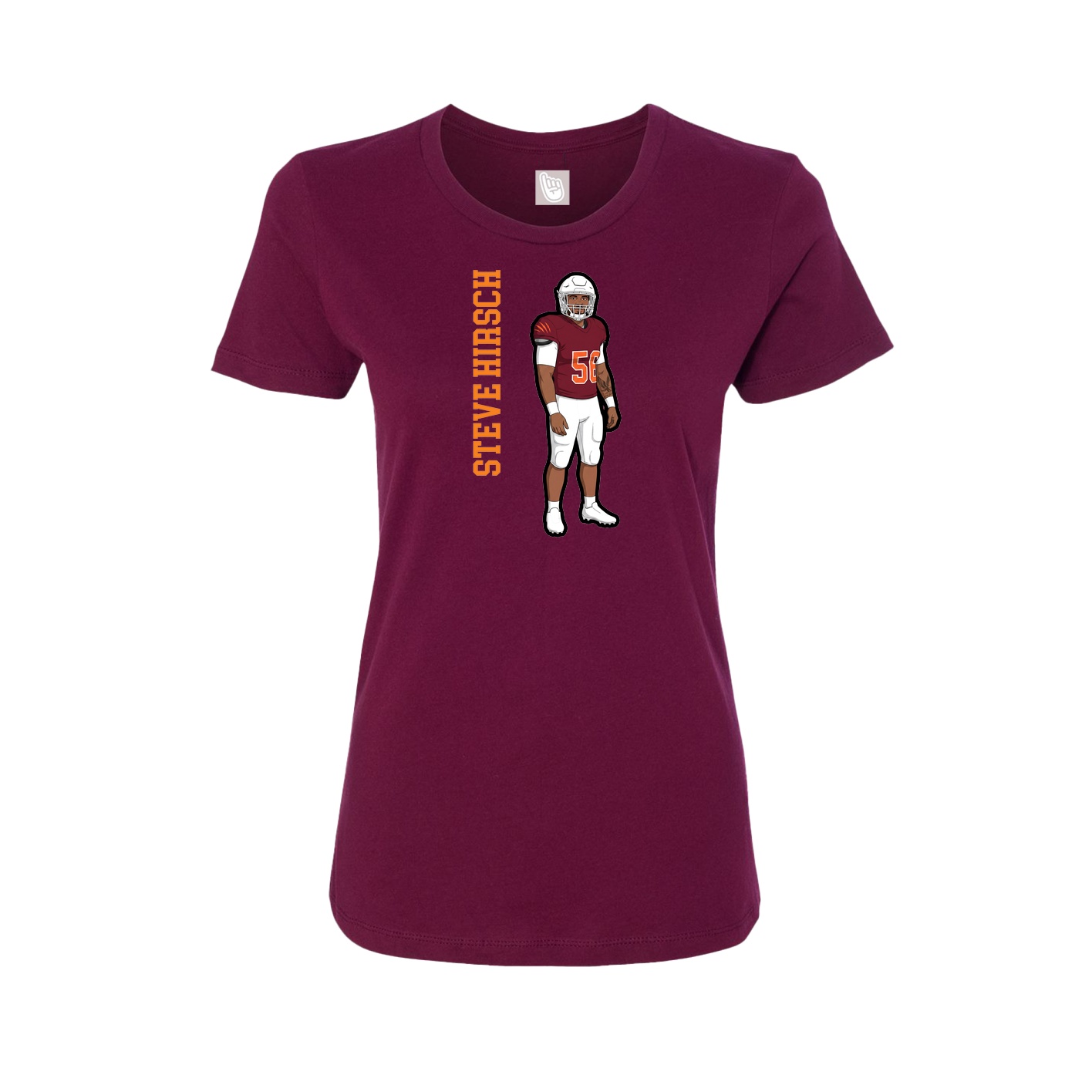 Womens Tee — Name Vertical in Maroon