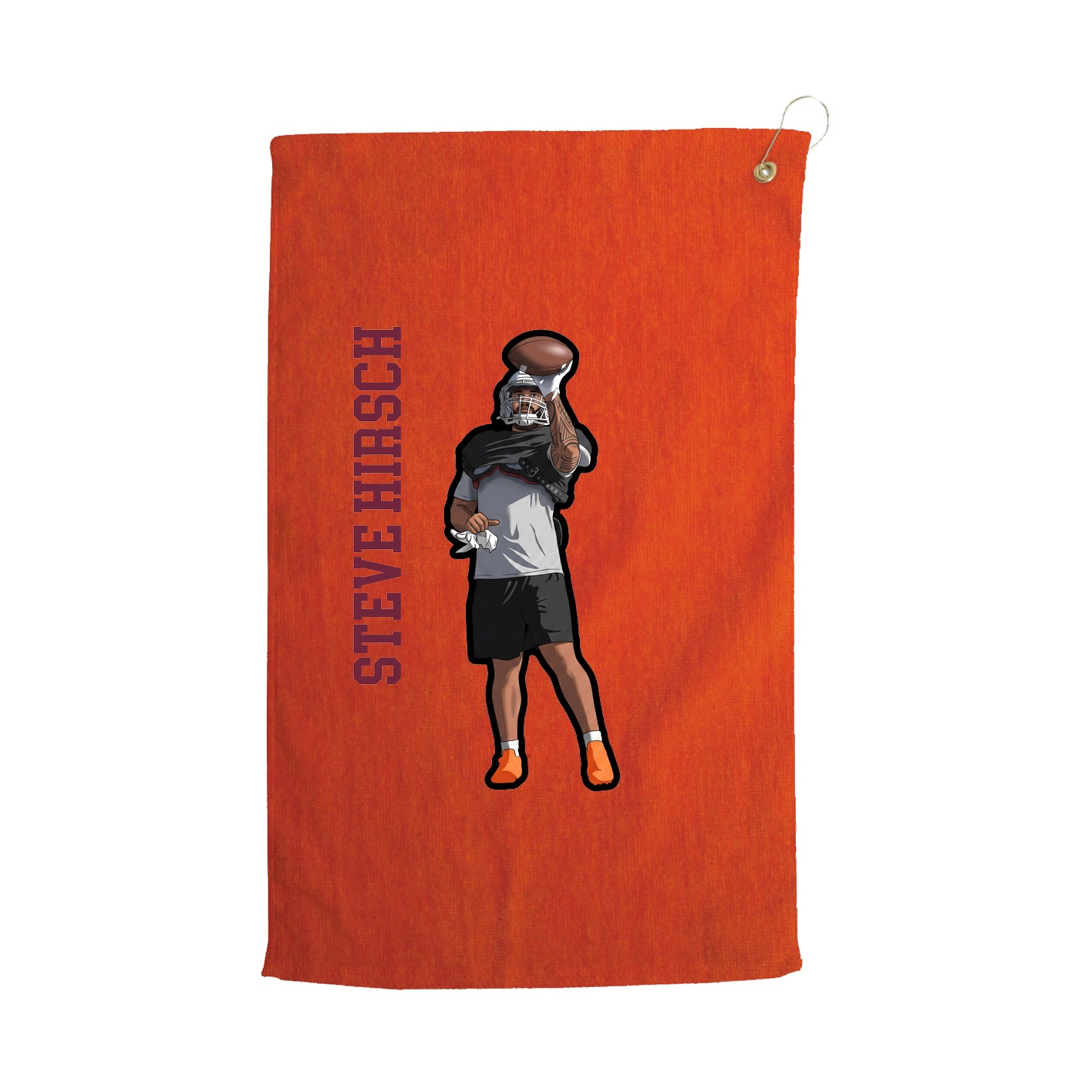 Golf Towel — Name Vertical in Orange