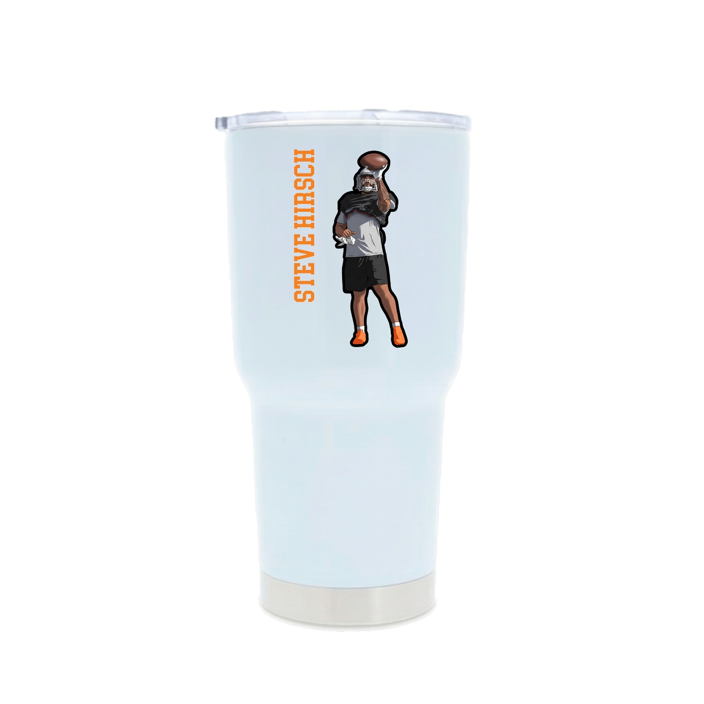 30oz Stainless Steel Tumbler — Name Vertical in White