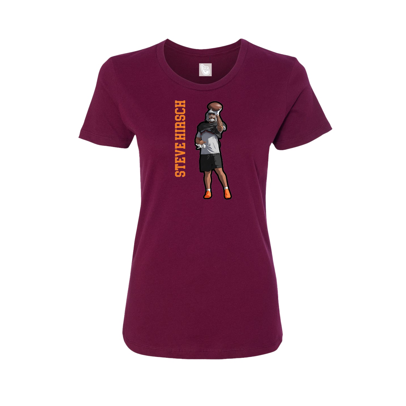 Fitted Women's Tee — Name Vertical in Maroon