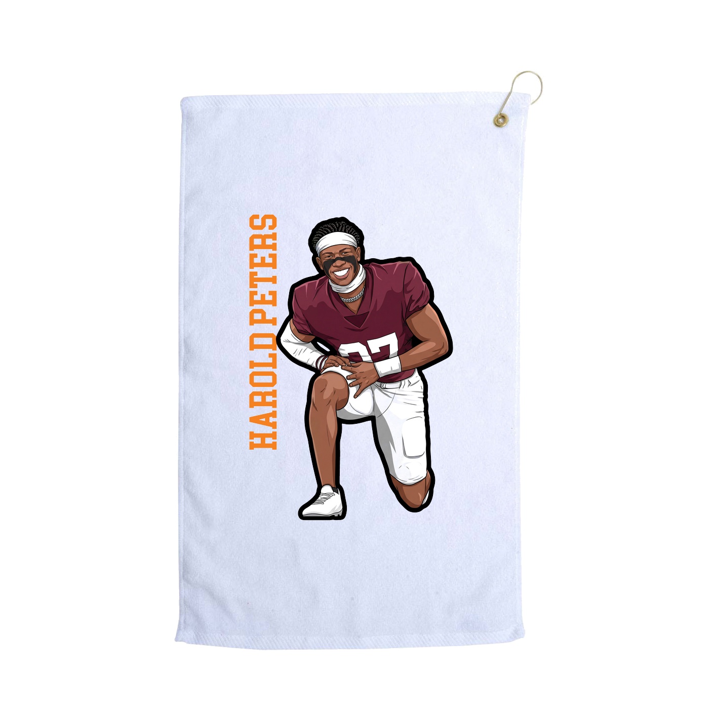 Golf Towel — Name Vertical in White