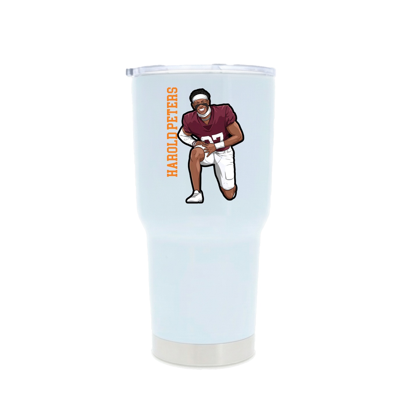30oz Stainless Steel Tumbler — Name Vertical in White