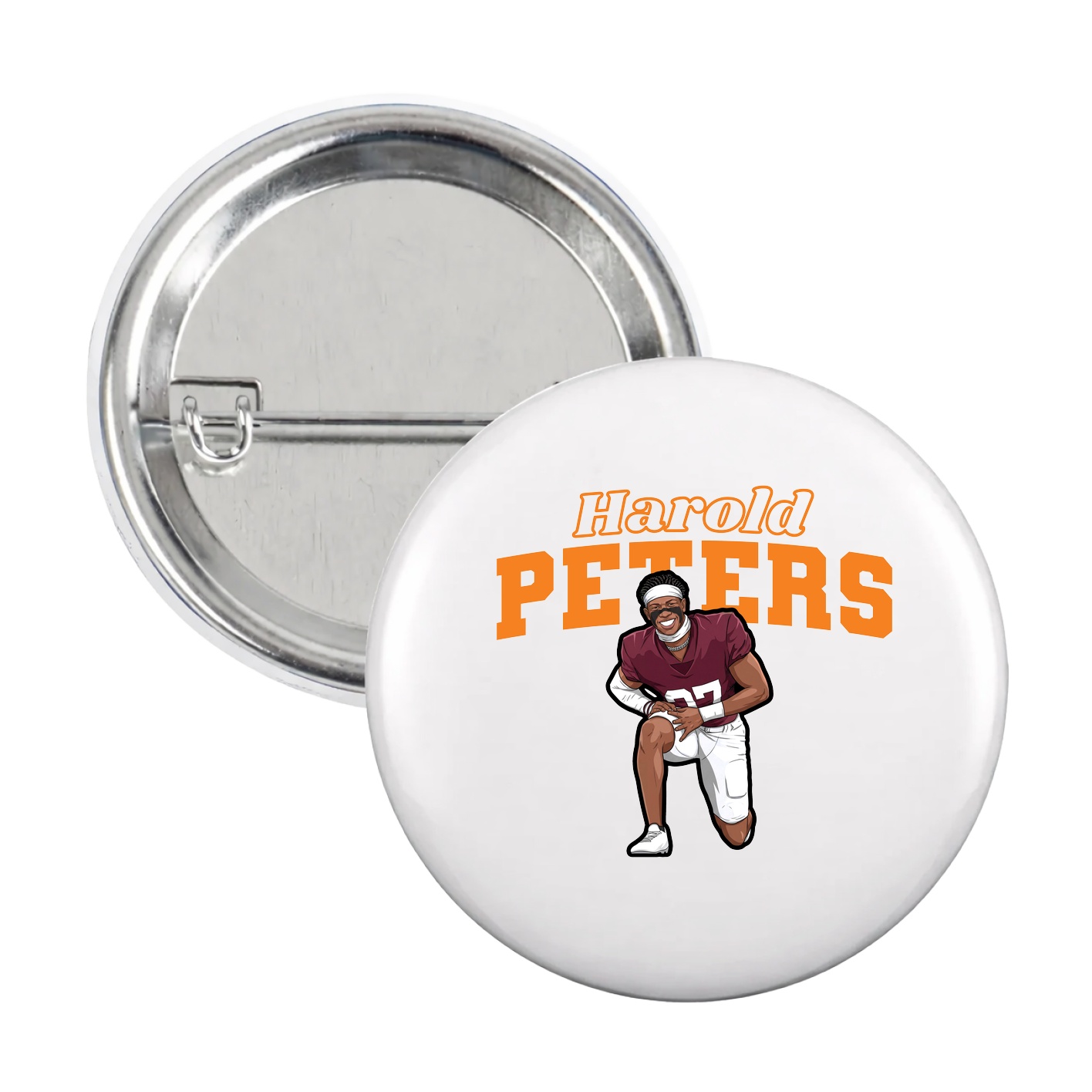 Game Day Button — Name Arch in White