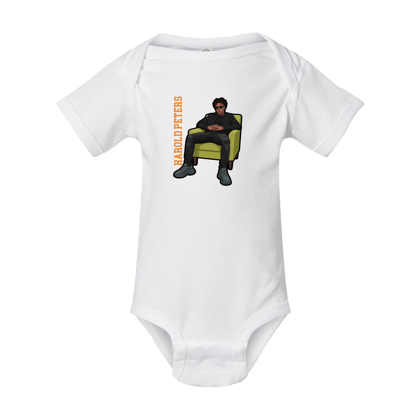 Baby Onesie — Name Vertical in White