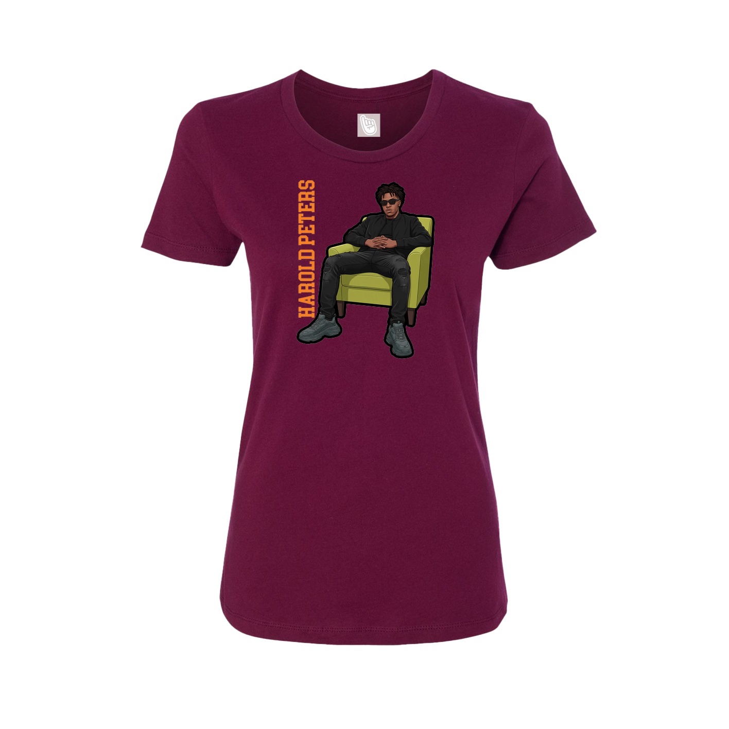 Fitted Women's Tee — Name Vertical in Maroon