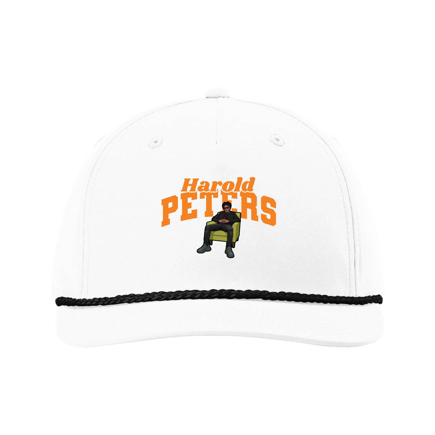 Five-Panel Classic Rope Cap — Signature Arch in White