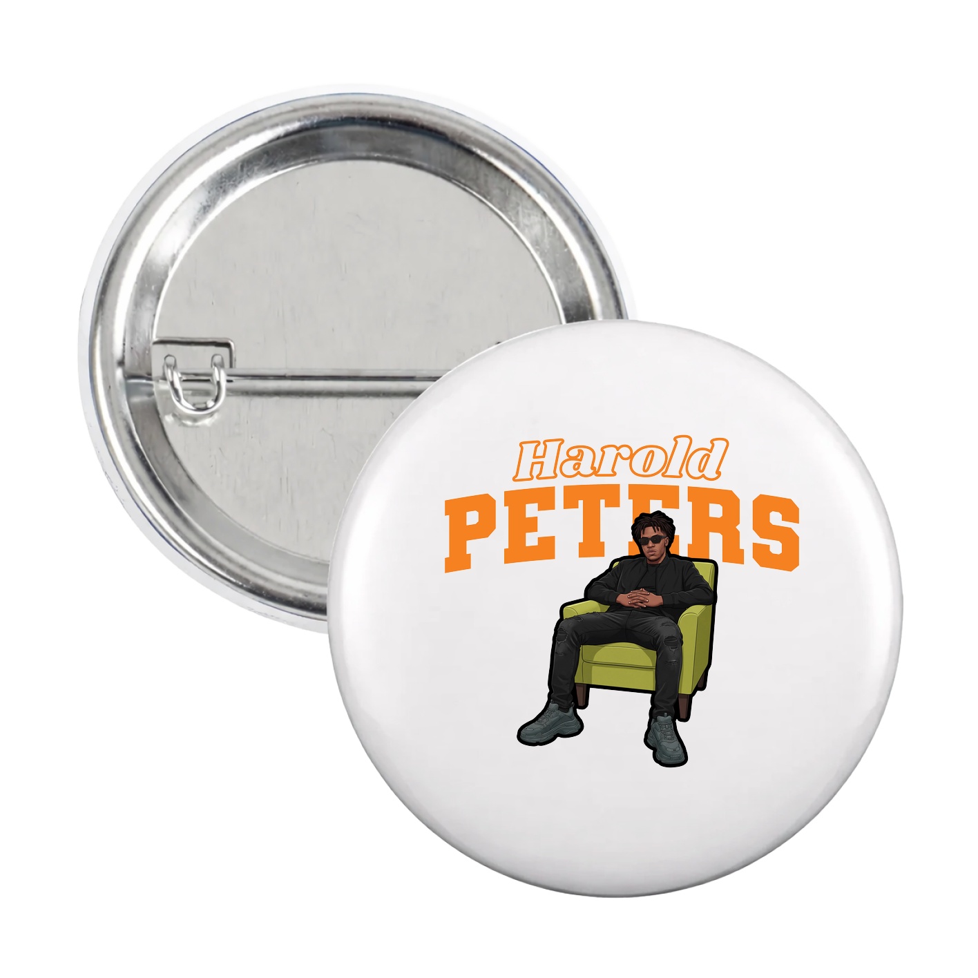 Game Day Button — Name Arch in White