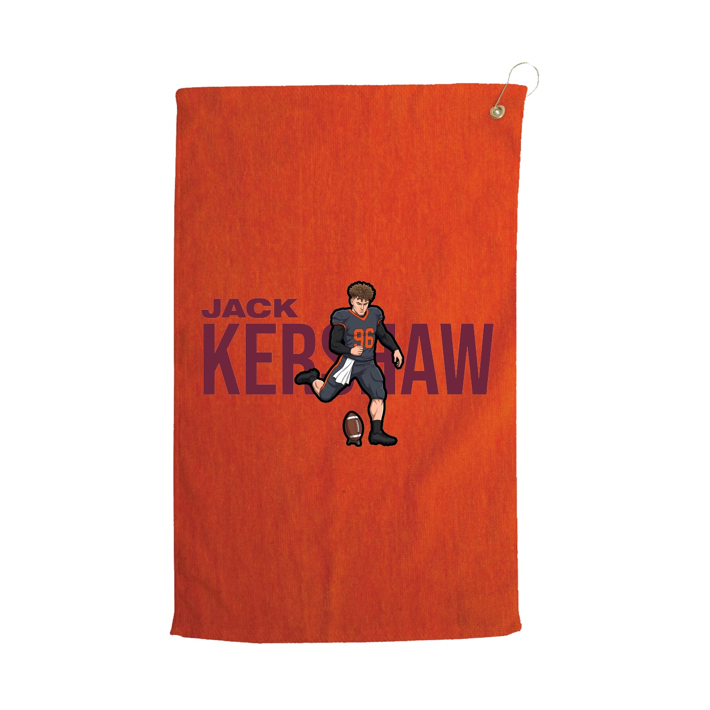 Golf Towel — Player Name in Orange