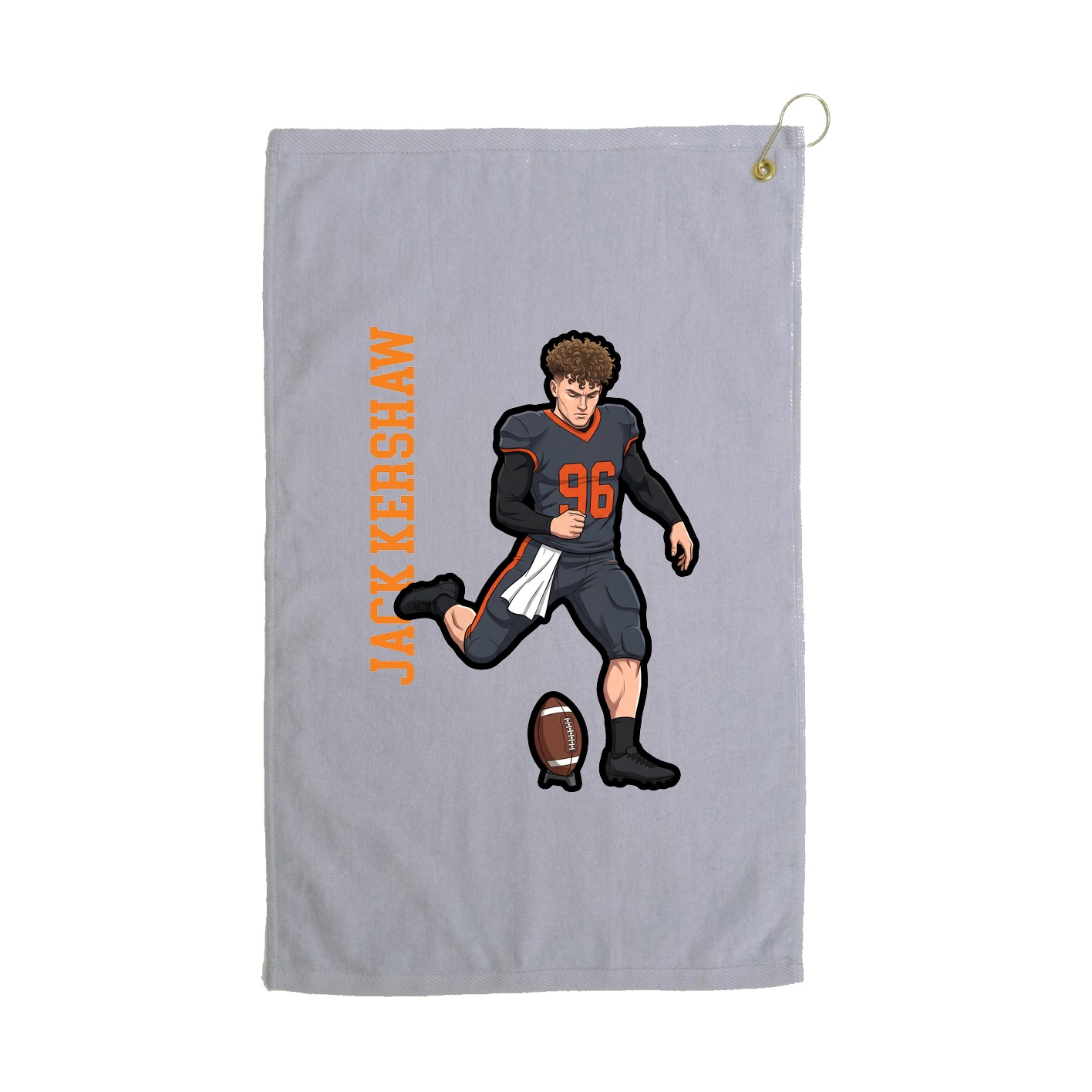 Golf Towel — Name Vertical in Grey