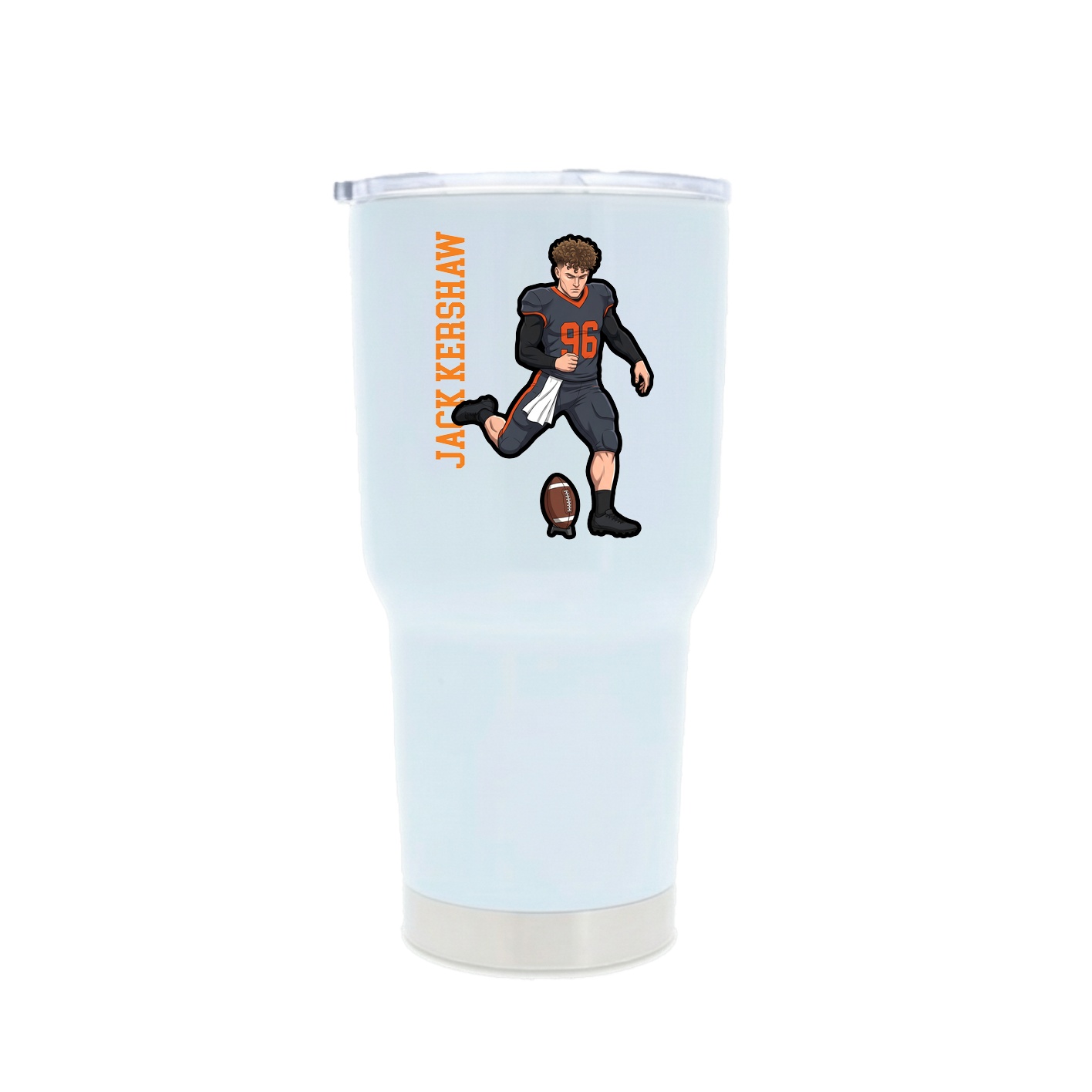 30oz Stainless Steel Tumbler — Name Vertical in White
