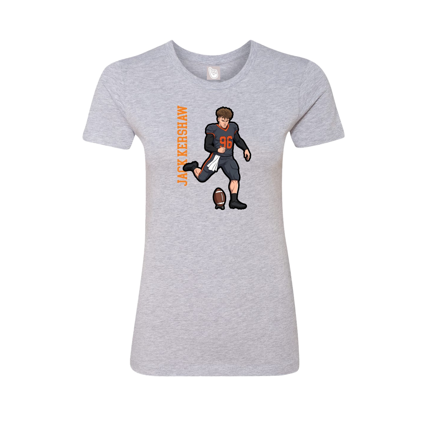 Fitted Women's Tee — Name Vertical in Grey