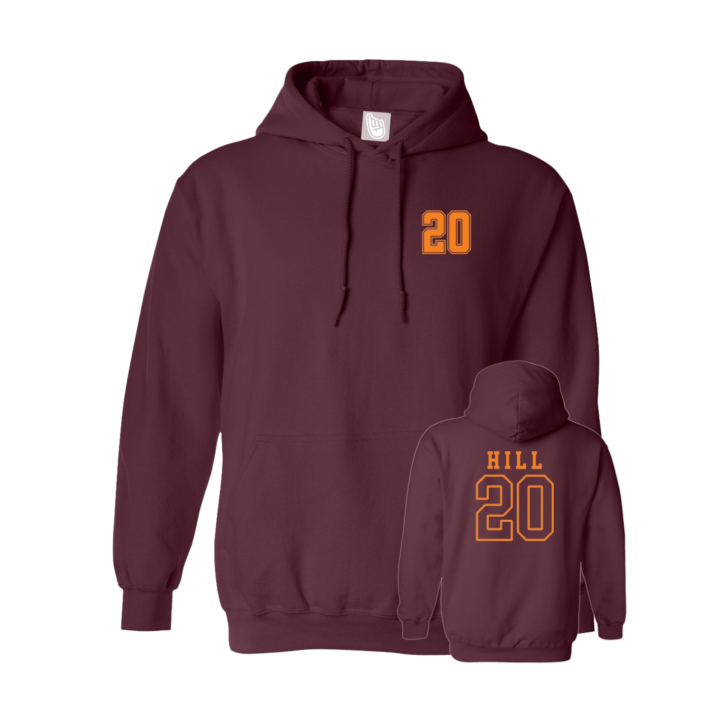 Hoodie — Chest Back in Maroon