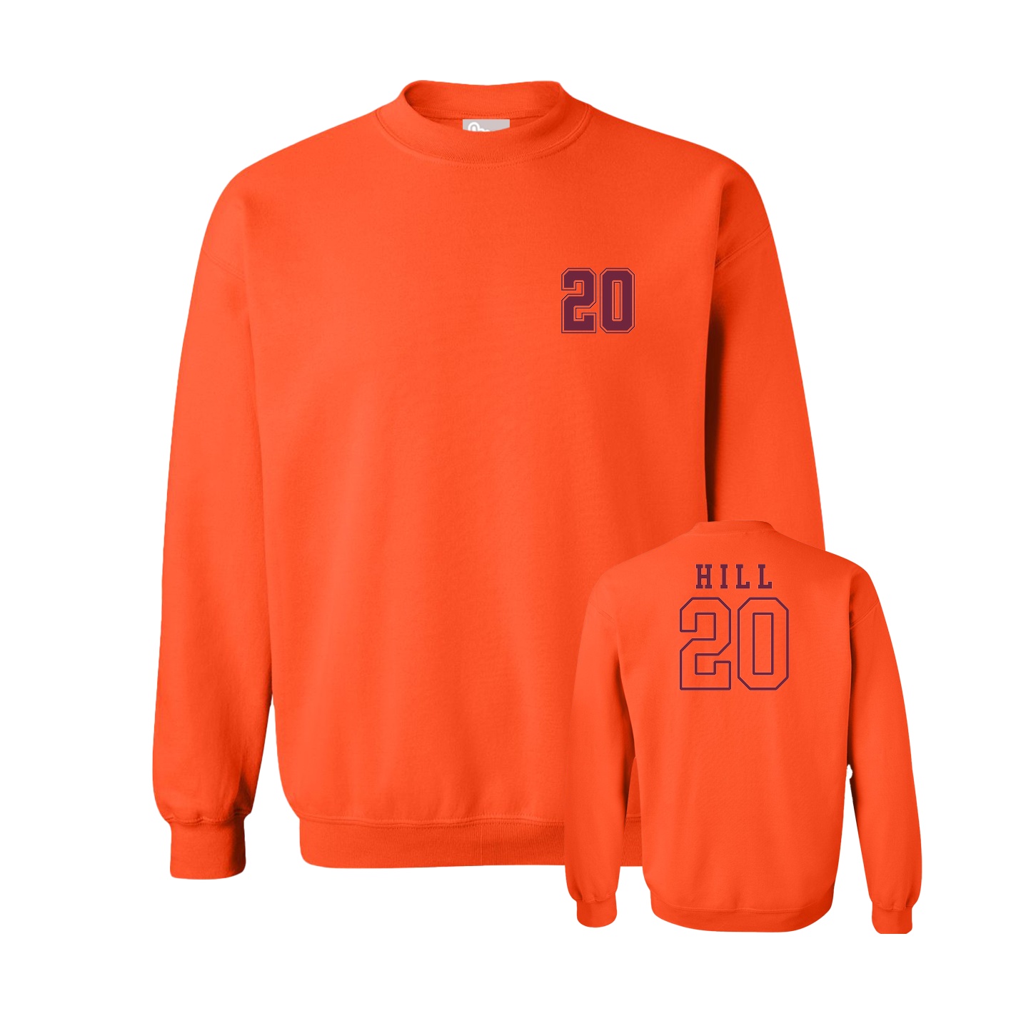 Fleece Crew — Chest Back in Orange