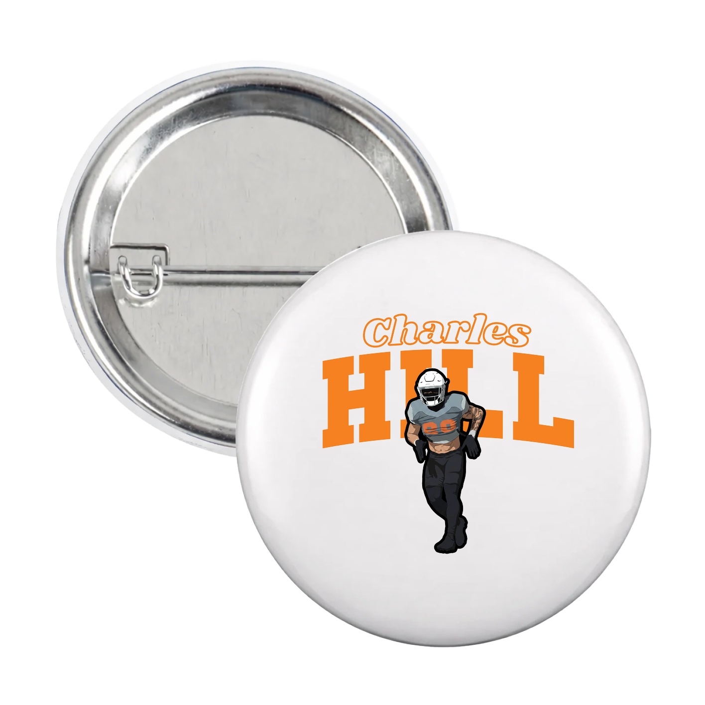 Game Day Button — Name Arch in White