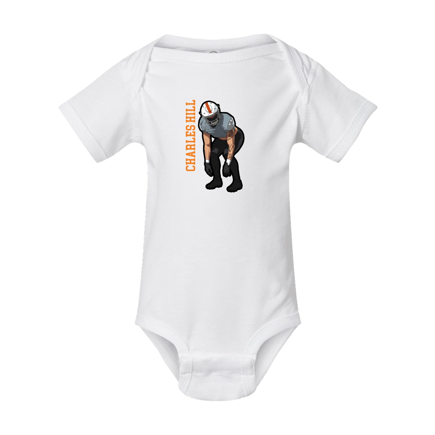 Baby Onesie — Name Vertical in White