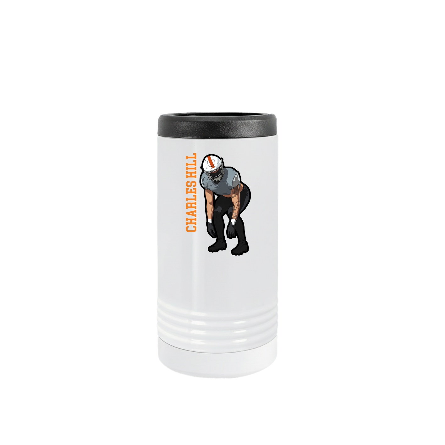 Slim Beverage Holder — Name Vertical in White