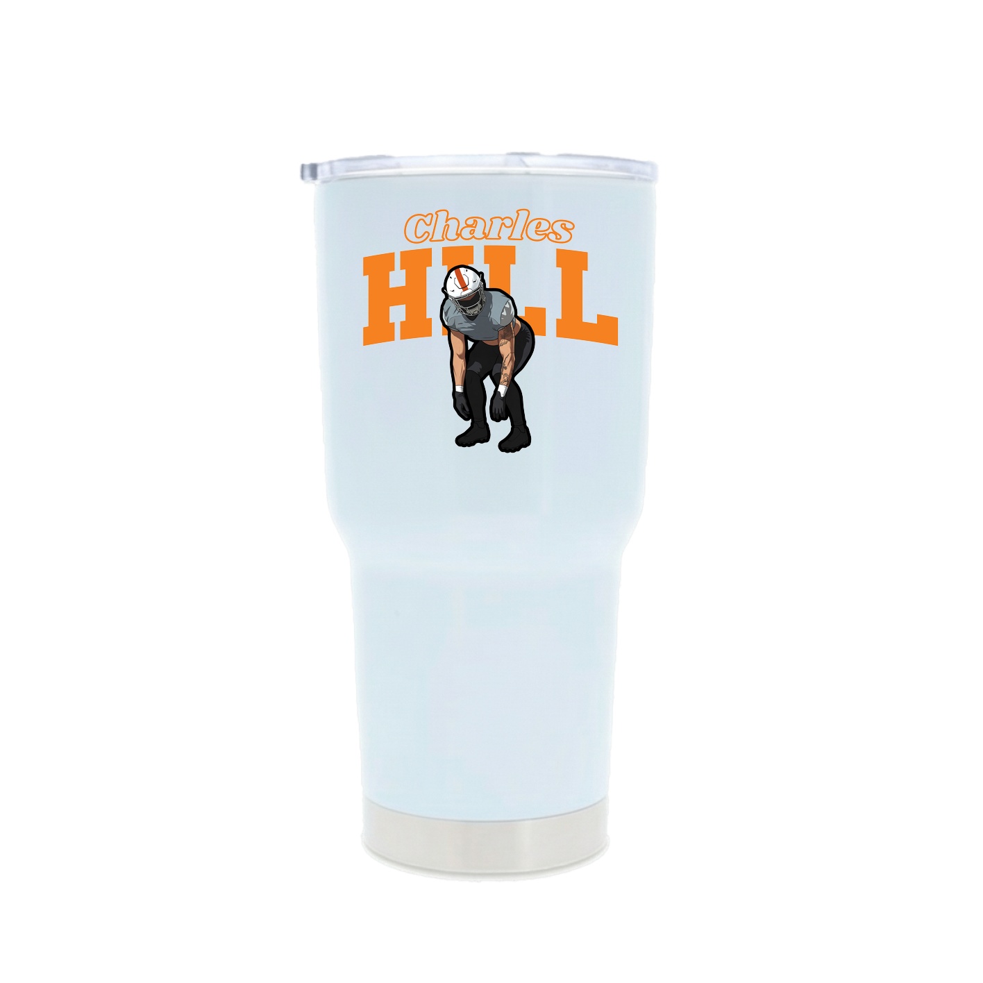 30oz Stainless Steel Tumbler — Name Arch in White