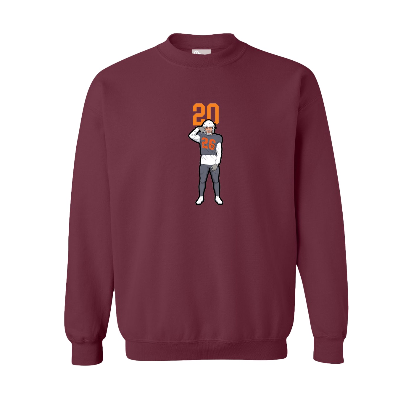 Fleece Crew — Number Top in Maroon