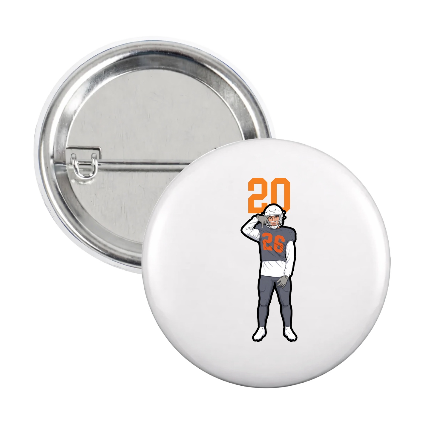 Game Day Button — Number Top in White