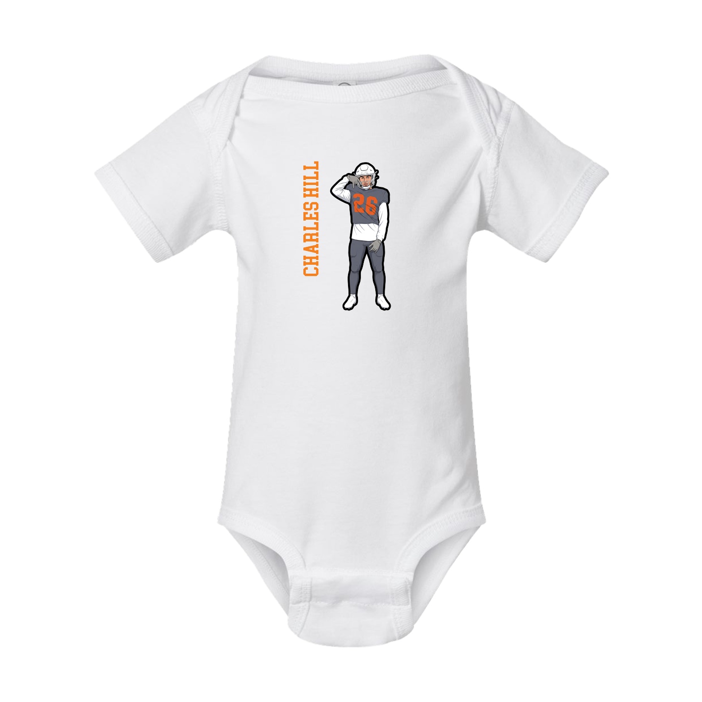 Baby Onesie — Name Vertical in White