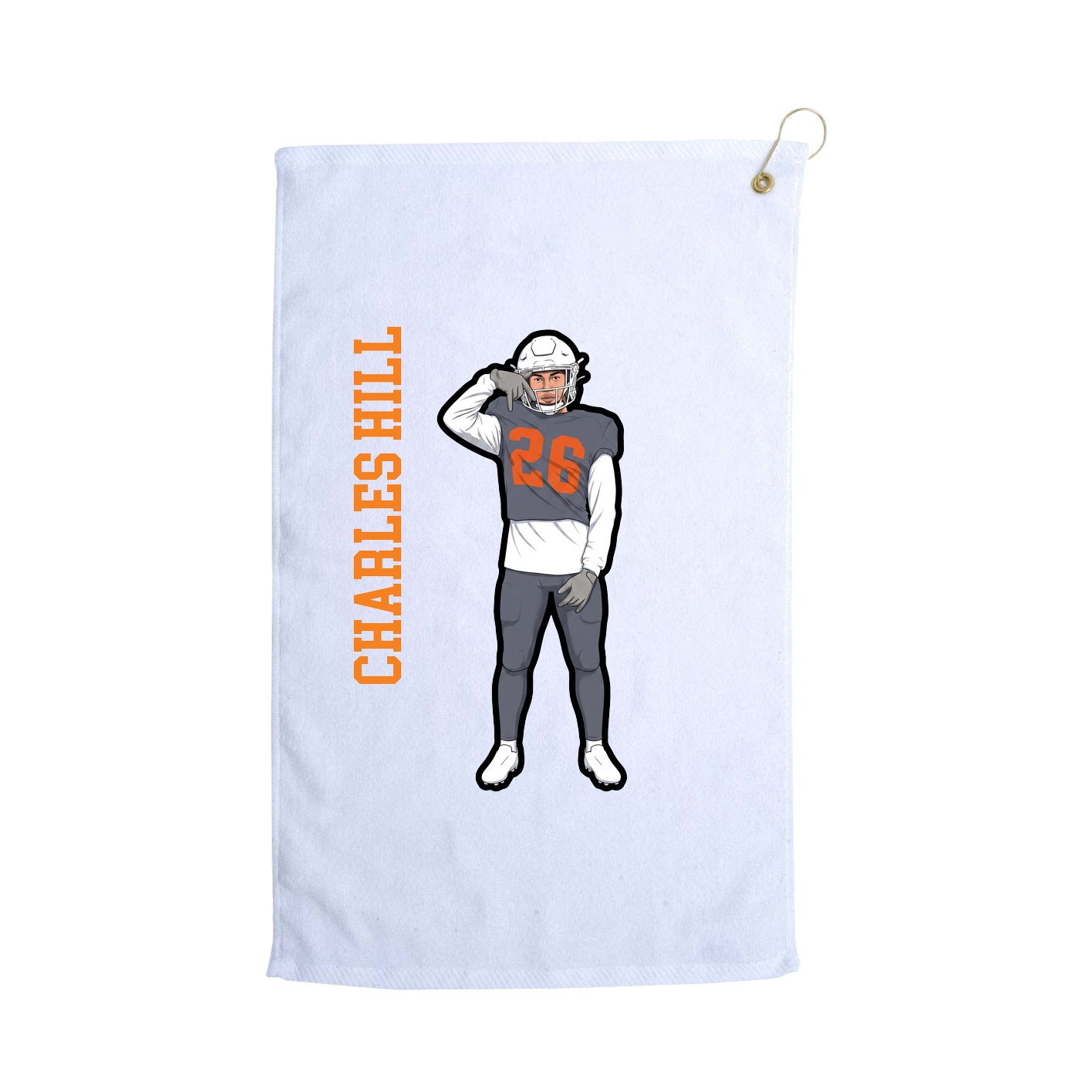 Golf Towel — Name Vertical in White