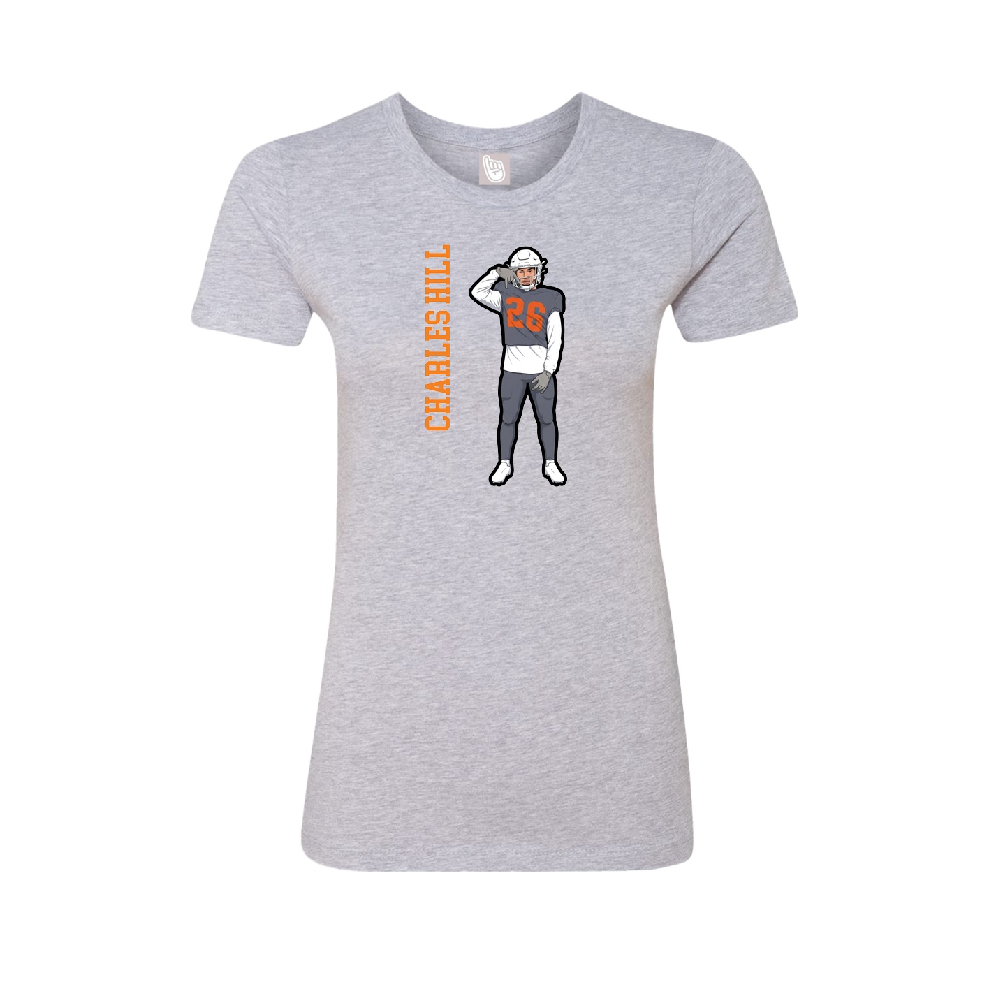 Fitted Women's Tee — Name Vertical in Grey