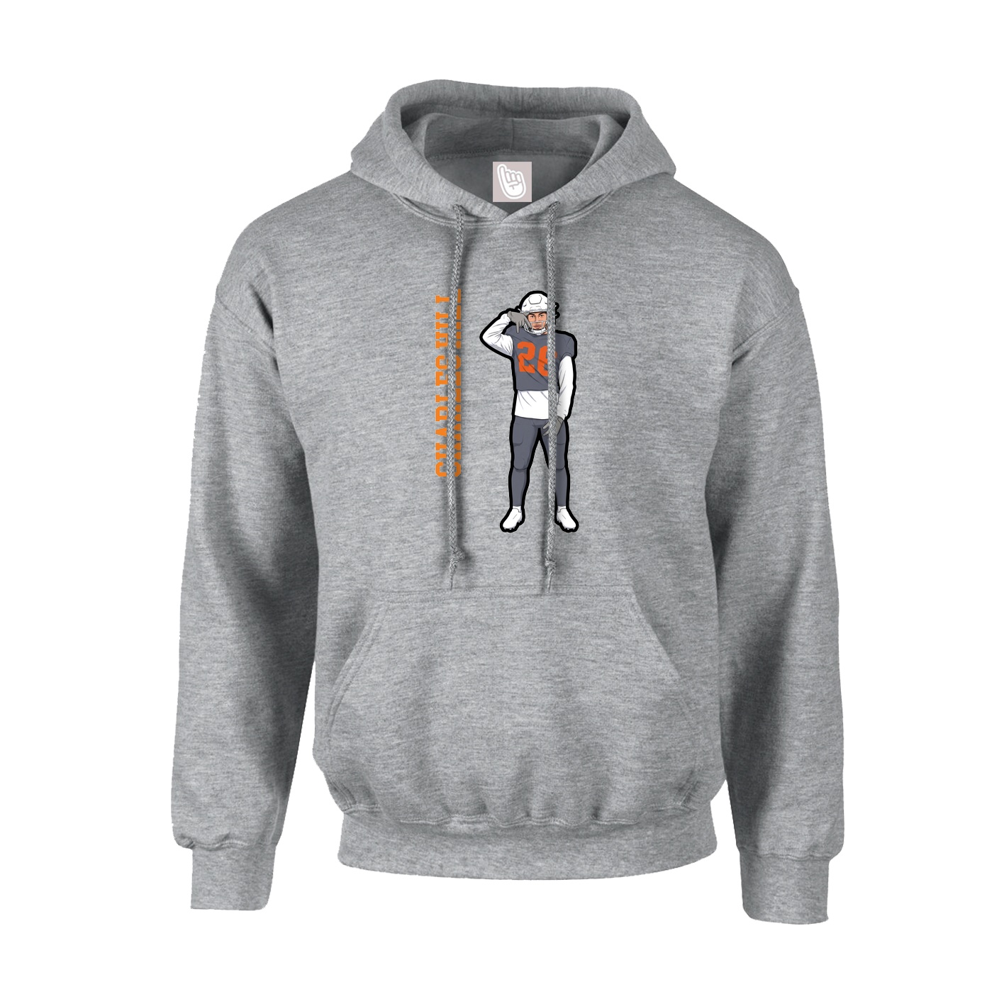 Hoodie — Name Vertical in Grey
