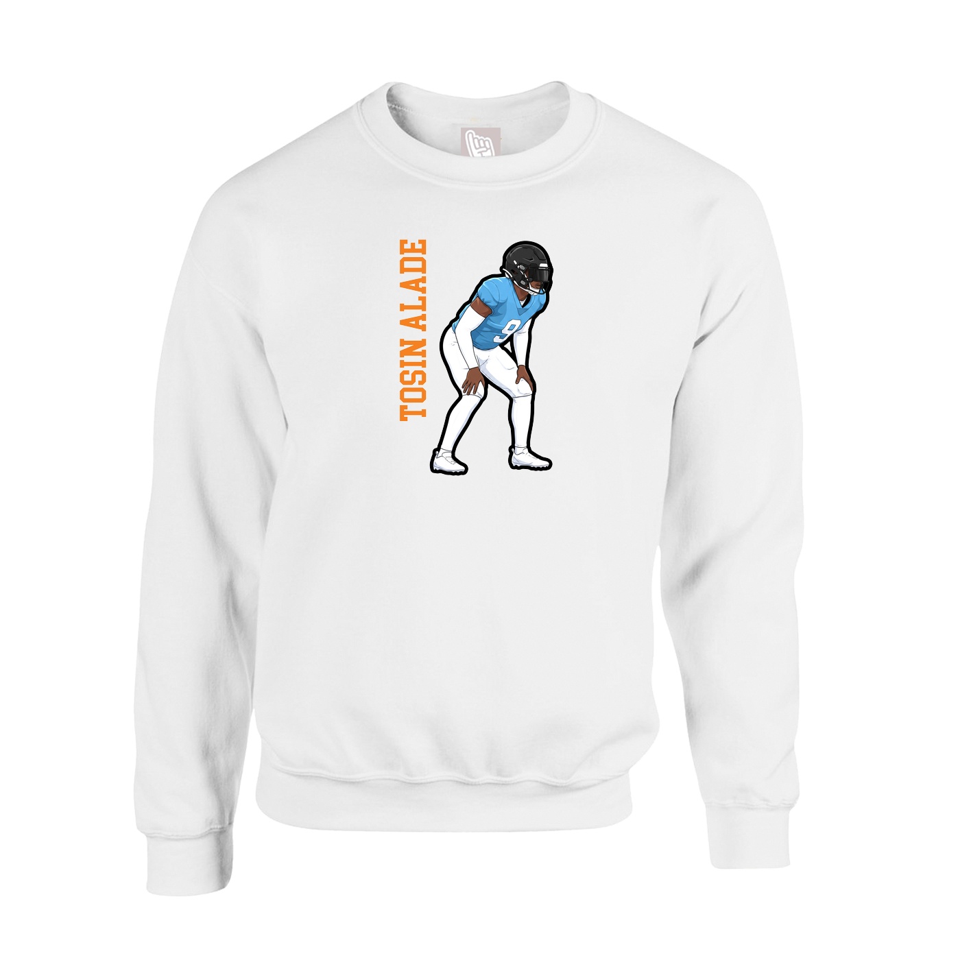 Fleece Crew — Name Vertical in White