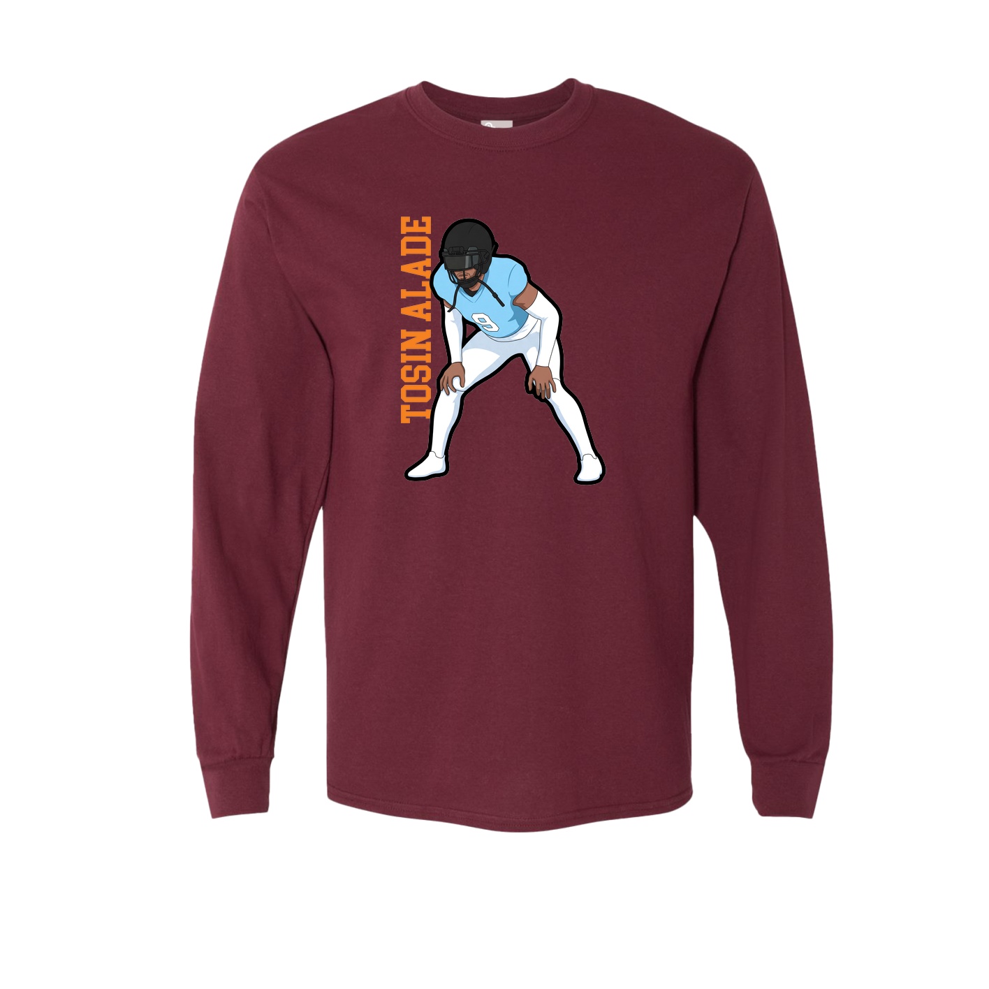 Long Sleeve Tee — Name Vertical in Maroon