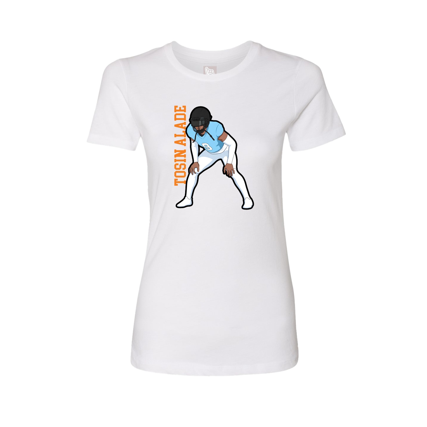 Womens Tee — Name Vertical in White
